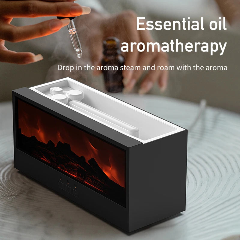 New Creative Design Rgb Colorful Simulated Flame Aroma Diffuser Bonfire Essential Oil Humidifier with Remote