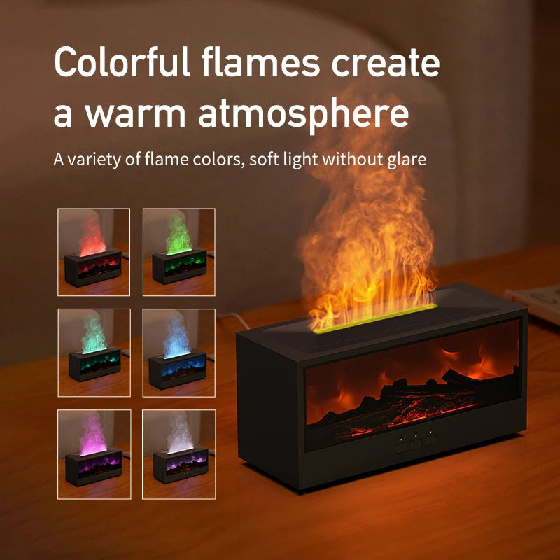 New Creative Design Rgb Colorful Simulated Flame Aroma Diffuser Bonfire Essential Oil Humidifier with Remote